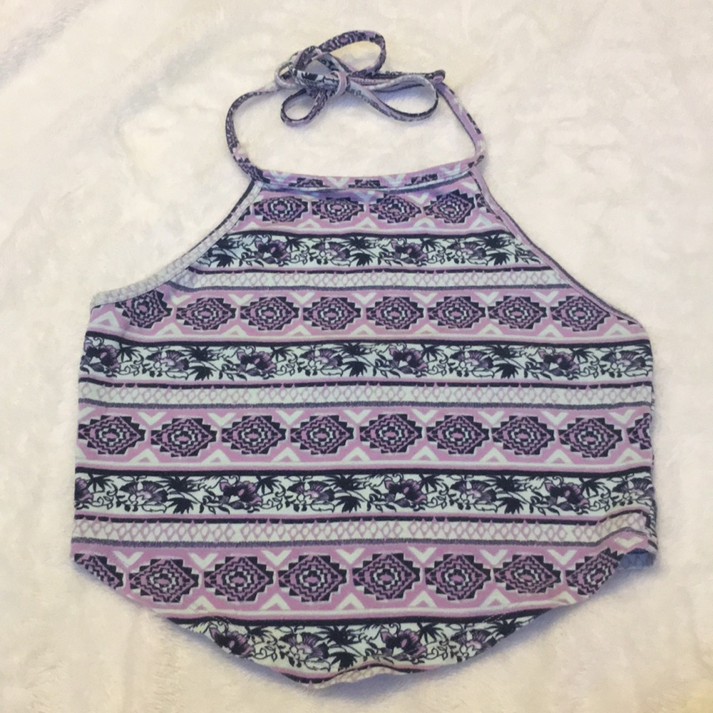 Aztec Design Halter Neck Crop Top